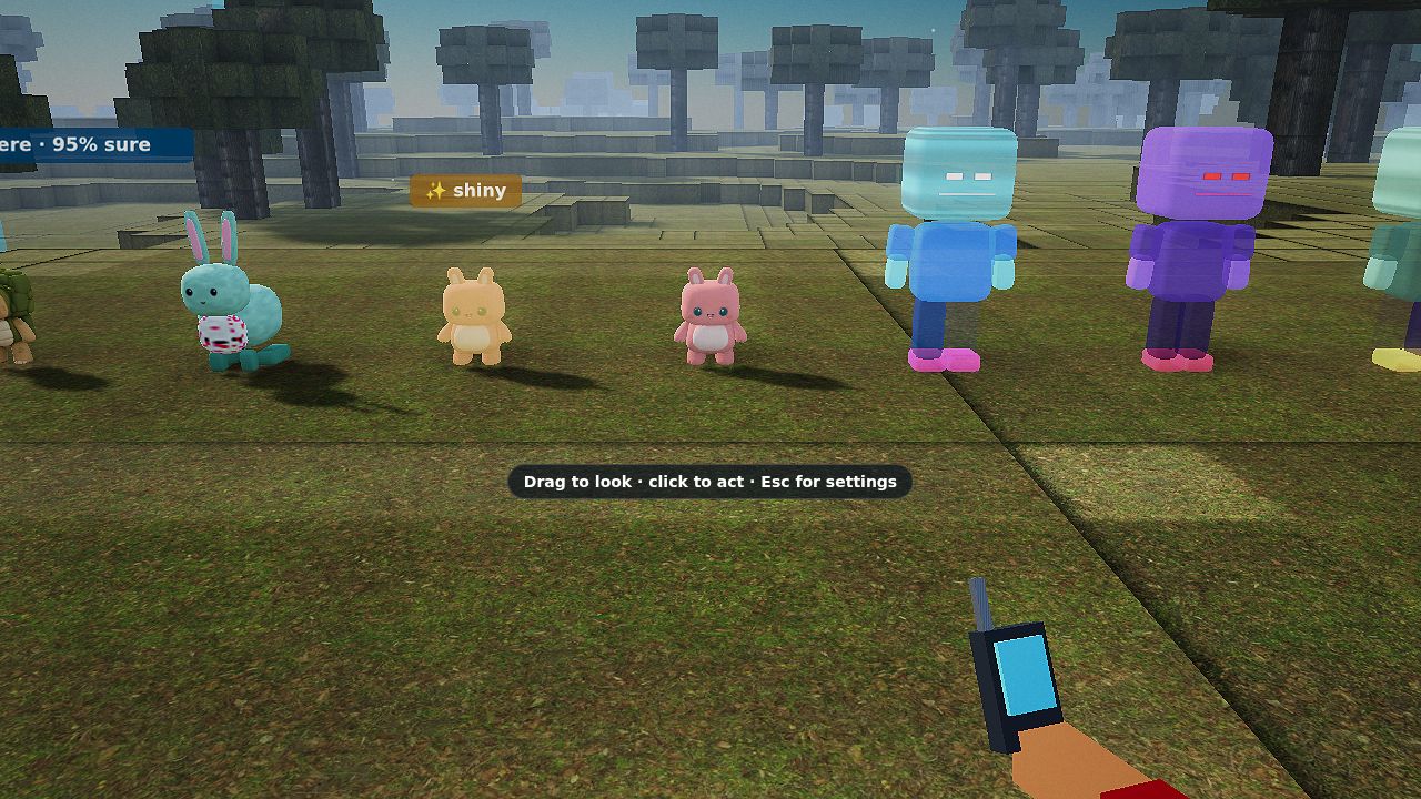 Puffs, mossbacks, a hopper and glitches lined up in a meadow